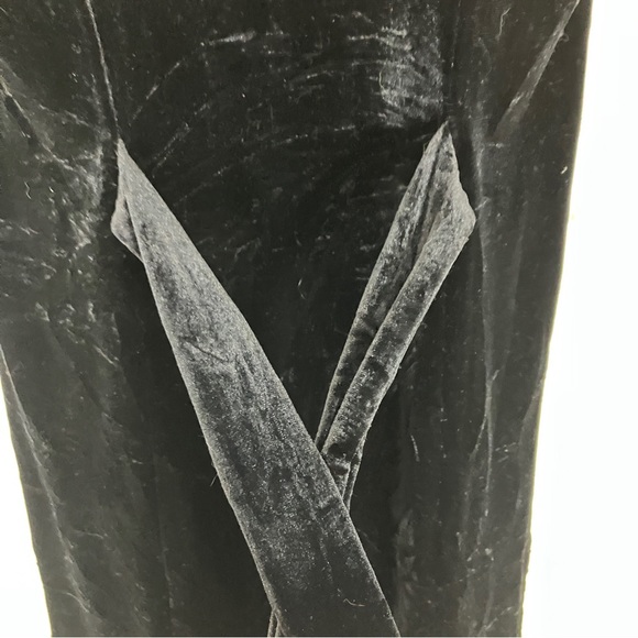 Vintage black velvet midi dress tie back square neck 90s y2k full skirt goth - Picture 6 of 9